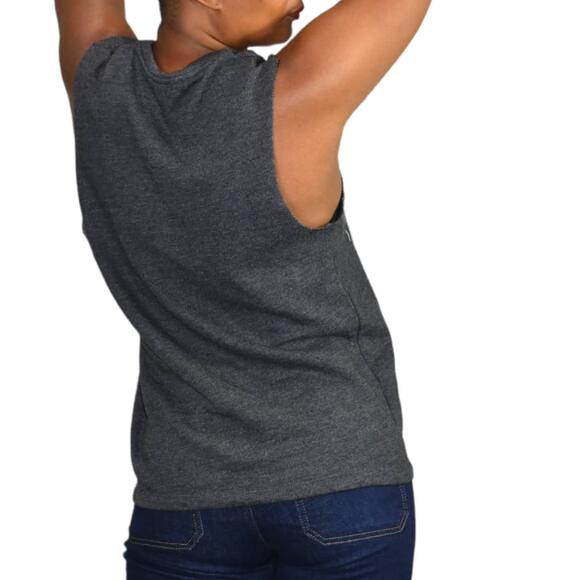 Moss Copenhagen Muscle Tee Grey Tank Top Cutoff Sweatshirt Graphic Size XS - Picture 8 of 13